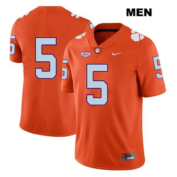 Men's Clemson Tigers #5 Tee Higgins Stitched Orange Legend Authentic Nike No Name NCAA College Football Jersey HOB7746KL